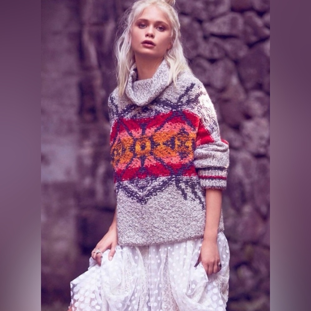 FREE PEOPLE ❄️ Arctic Blast💥 Pullover Sweater Sz L - Picture 6 of 6